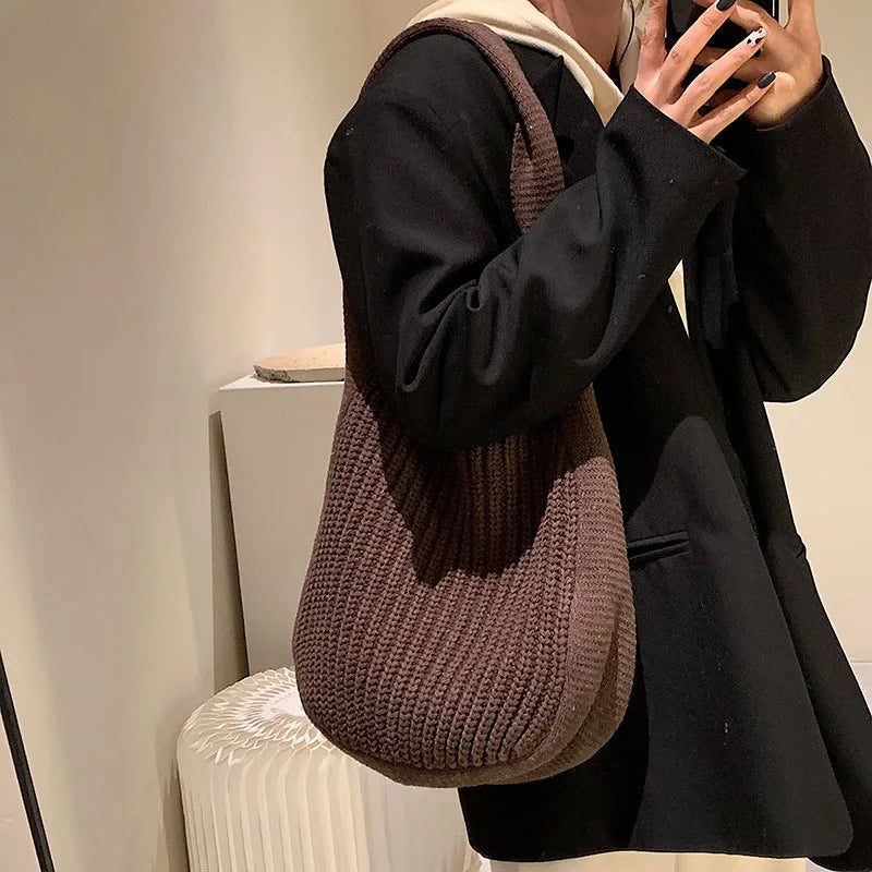 Women's Knit Tote Bag Large Capacity Handbags