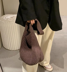 Women's Knit Tote Bag Shoulder Handbag Large Capacity Autumn Winter