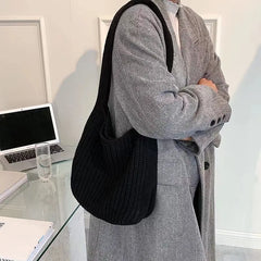 Winter Knitting Tote Bag for Women, Large Shopper Handbag