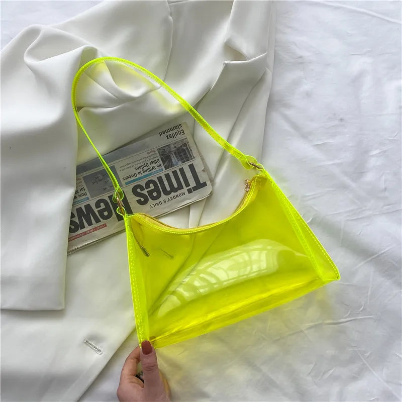 Women's Transparent Jelly Bag Female Hobos Beach Shoulder Bags