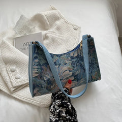 Women's Underarm Bags Autumn Oil Painting Shoulder Bag Handbags and Purses