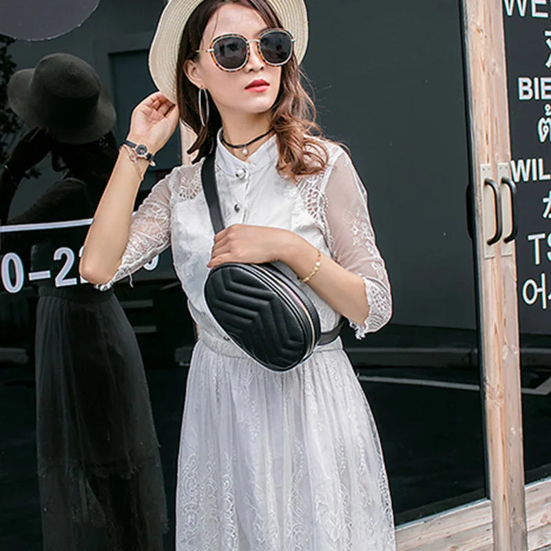 Women's Oval Waist Bag PU Leather Fanny Pack