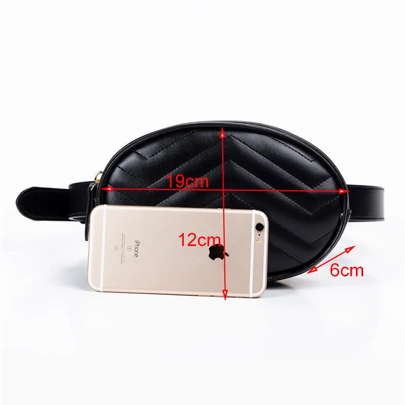 Women's PU Leather Oval Waist Bag Fanny Pack