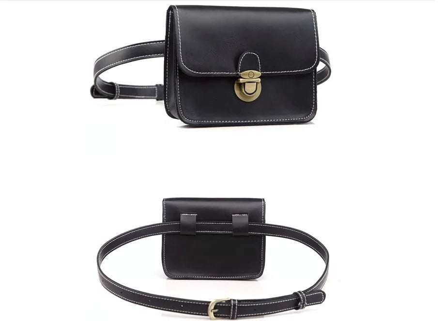 Women's Waist Bag Fanny Pack High PU Leather Belt Cell Phone Purse Travel Pouch