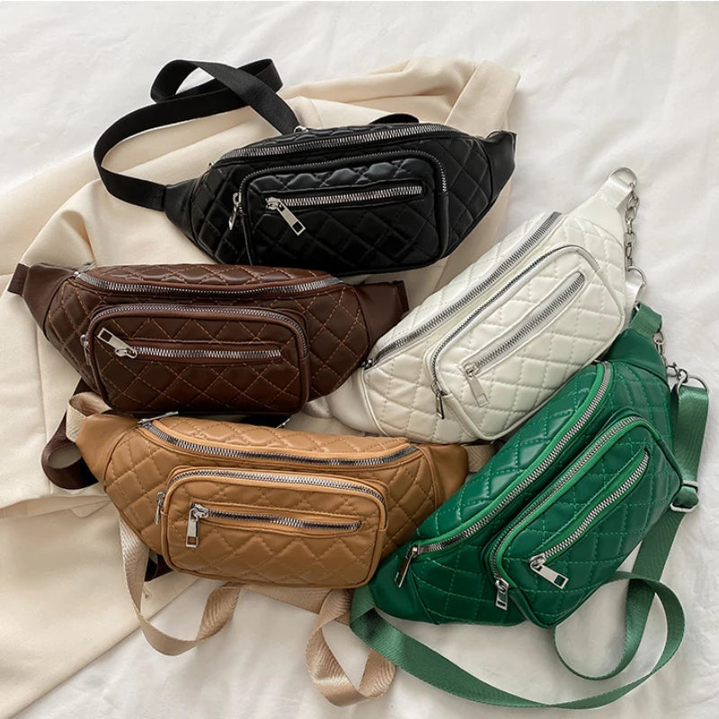 Women's Pu Leather Waist Bag Fanny Pack Phone Bum Bag