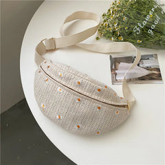 Straw Woven Women's Waist Bag Shoulder Crossbody Fanny Pack