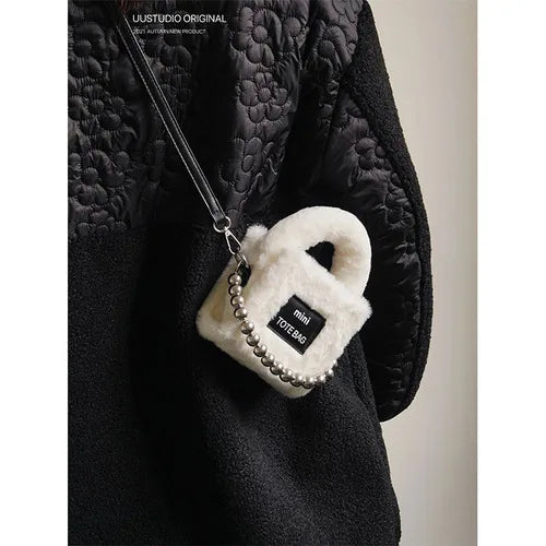 Women's Winter Satchels Handbags Faux Fur Leopard Shoulder Totes