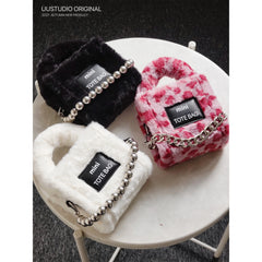 Women's Winter Satchels Handbags Faux Fur Leopard Shoulder Totes