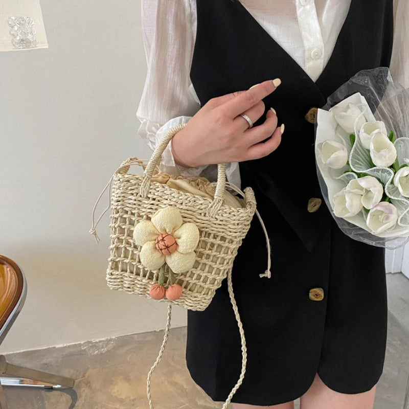 Women's Straw Cross Bag Casual Handbag Western Style