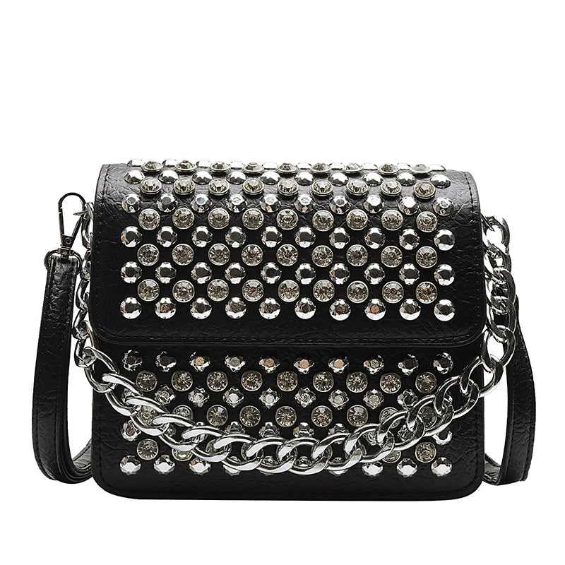 Women's Diamond Shoulder Bag PU Leather Small Square Bag