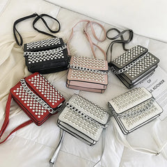 Women's Diamond Shoulder Bag PU Leather Small Square Bag