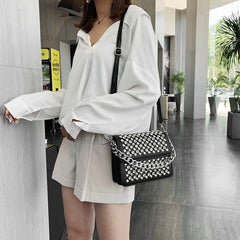 Women's Diamond Shoulder Bag PU Leather Small Square Bag