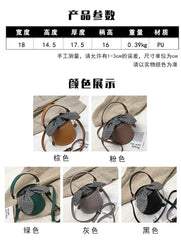 Women's PU Leather Shoulder Bag Soft Checkered Bucket Female Bag
