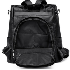 Women's Large PU Leather Backpack for Travel and School
