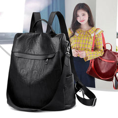 Women's Large PU Leather Backpack for Travel and School
