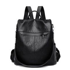 Women's Large PU Leather Backpack for Travel and School