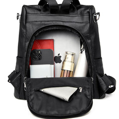 Women's Large PU Leather Backpack for Travel and School