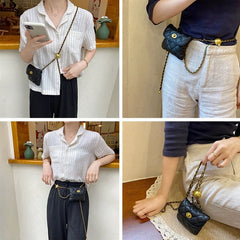 Women's Leather Banana Chain Bag Waist Chest Strap Bag