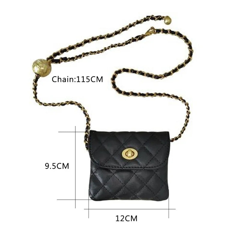 Women's Leather Banana Chain Bag Waist Chest Strap Bag