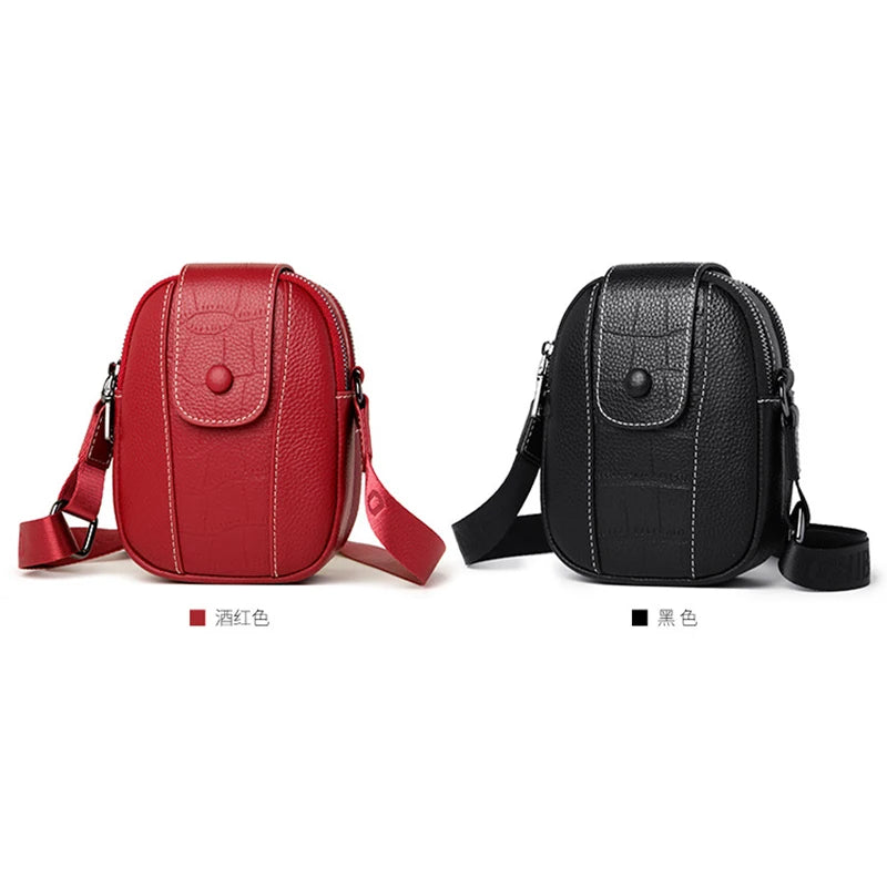Women's Leather Mini Bag Vertical Key Messenger Bag
