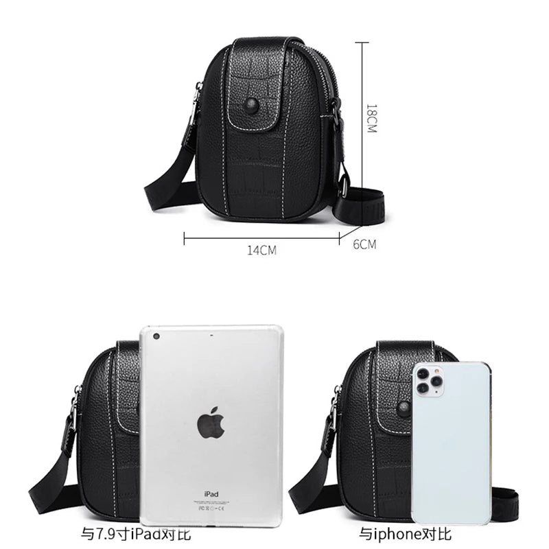 Women's Leather Mini Bag Vertical Key Messenger Bag