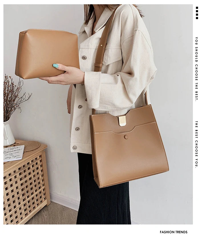 Women's PU Leather Shoulder Bag Crossbody Tote Handbag