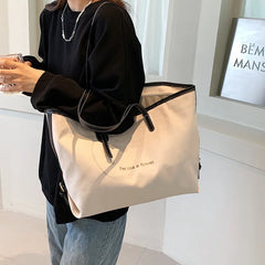 Canvas Women's Shoulder Bag Large Daily Shopping Zipper Bag