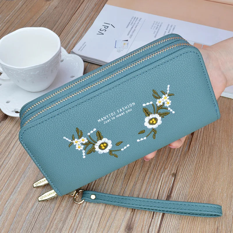 Embroidery Flower Phone Clutch Hand Strap Bag