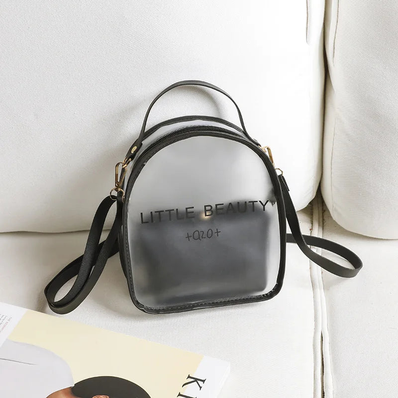 Women's Letter Printing Backpack Transparent Large Capacity Shoulder Bag