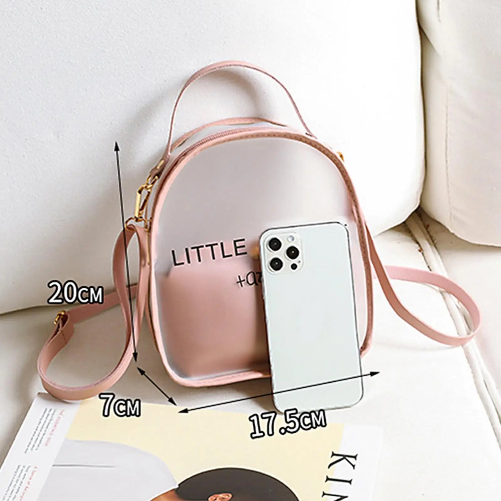 Women's Letter Printing Backpack Transparent Large Capacity Shoulder Bag