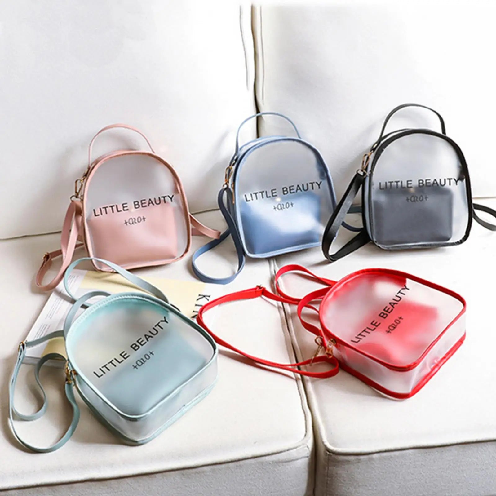 Women's Letter Printing Backpack Transparent Large Capacity Shoulder Bag