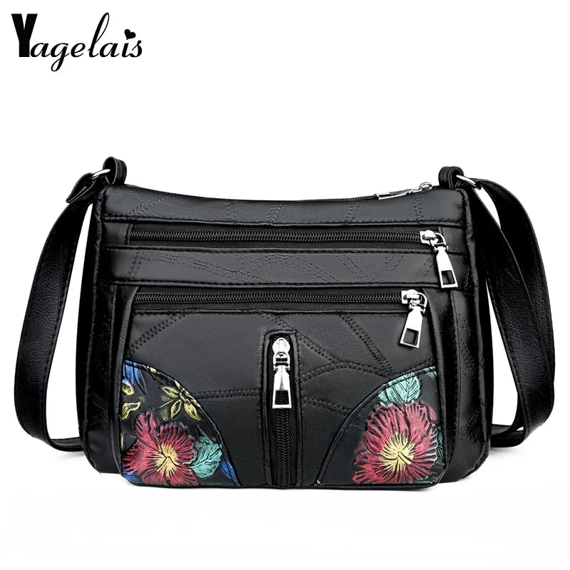 Wild Multi-layer Messenger Bag Leather Strap Crossbody Bag