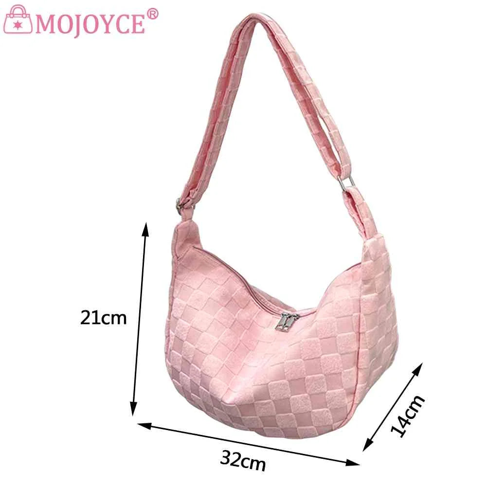 Woolen Cloth Large Capacity Handbag Plaid Tote Bag for Shopping Party