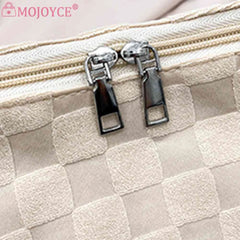 Woolen Cloth Large Capacity Handbag Plaid Tote Bag for Shopping Party