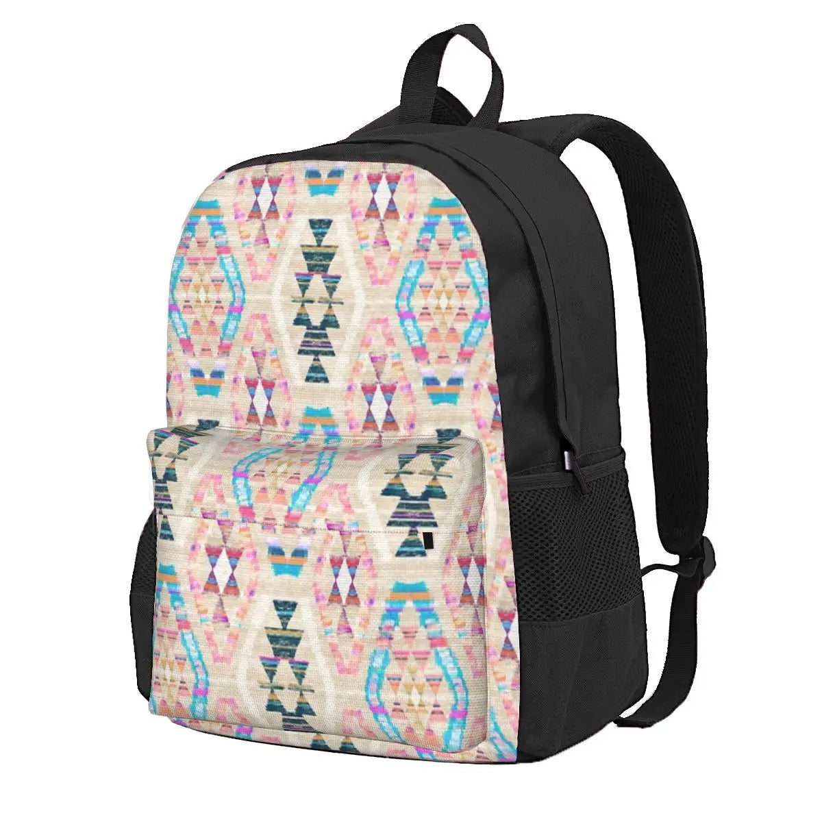 Pastel Kilim Pattern Backpacks Men Women Harajuku Zip Pockets