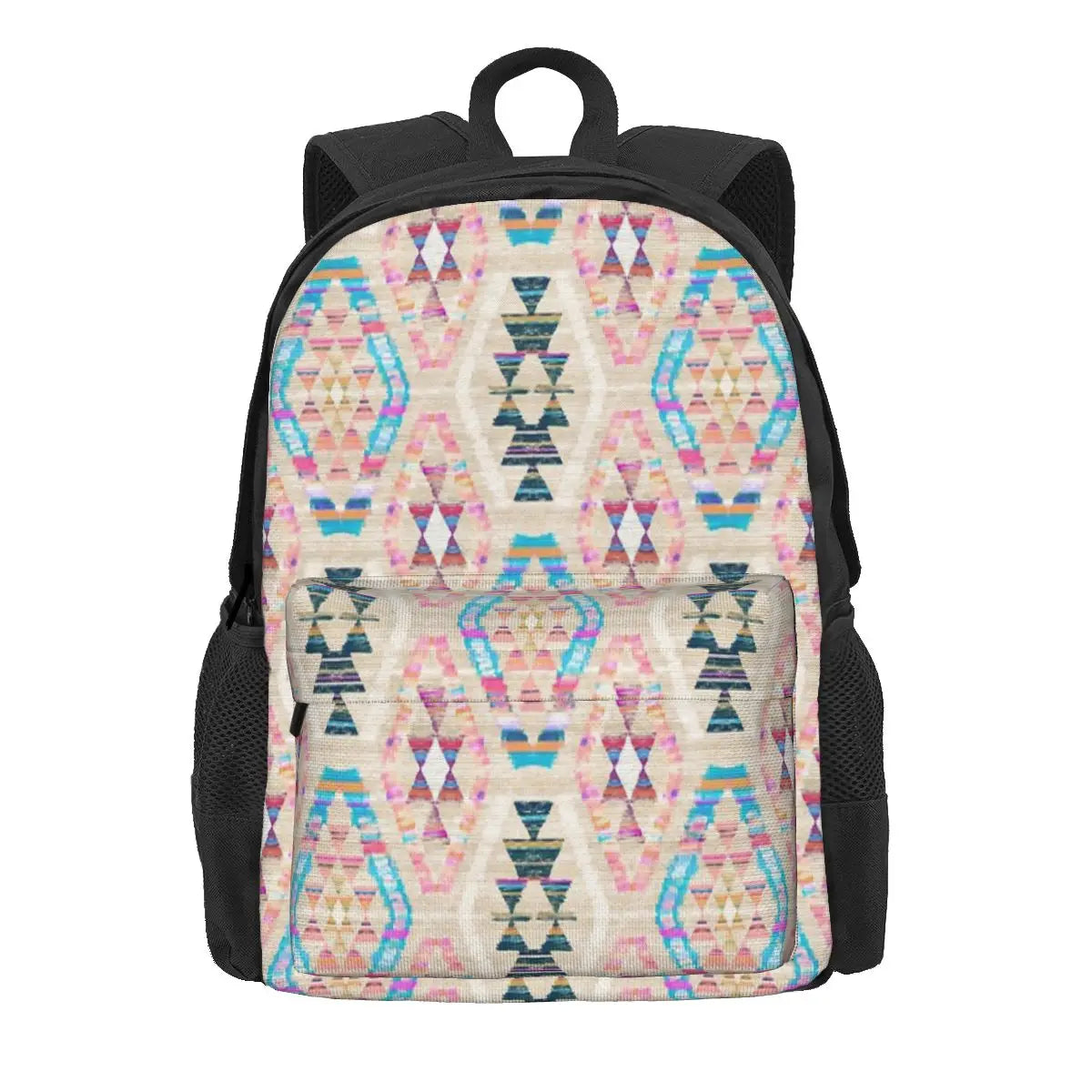 Pastel Kilim Pattern Backpacks Men Women Harajuku Zip Pockets