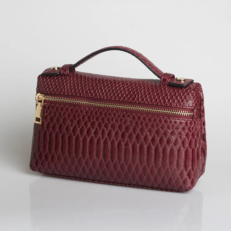 Embossed Ostrich Pattern Cow Leather Clutch Handbag