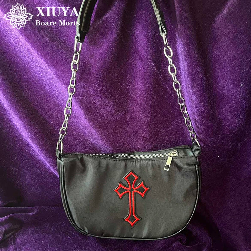Xiuya Gothic Cross Hip Hop Shoulder Bag