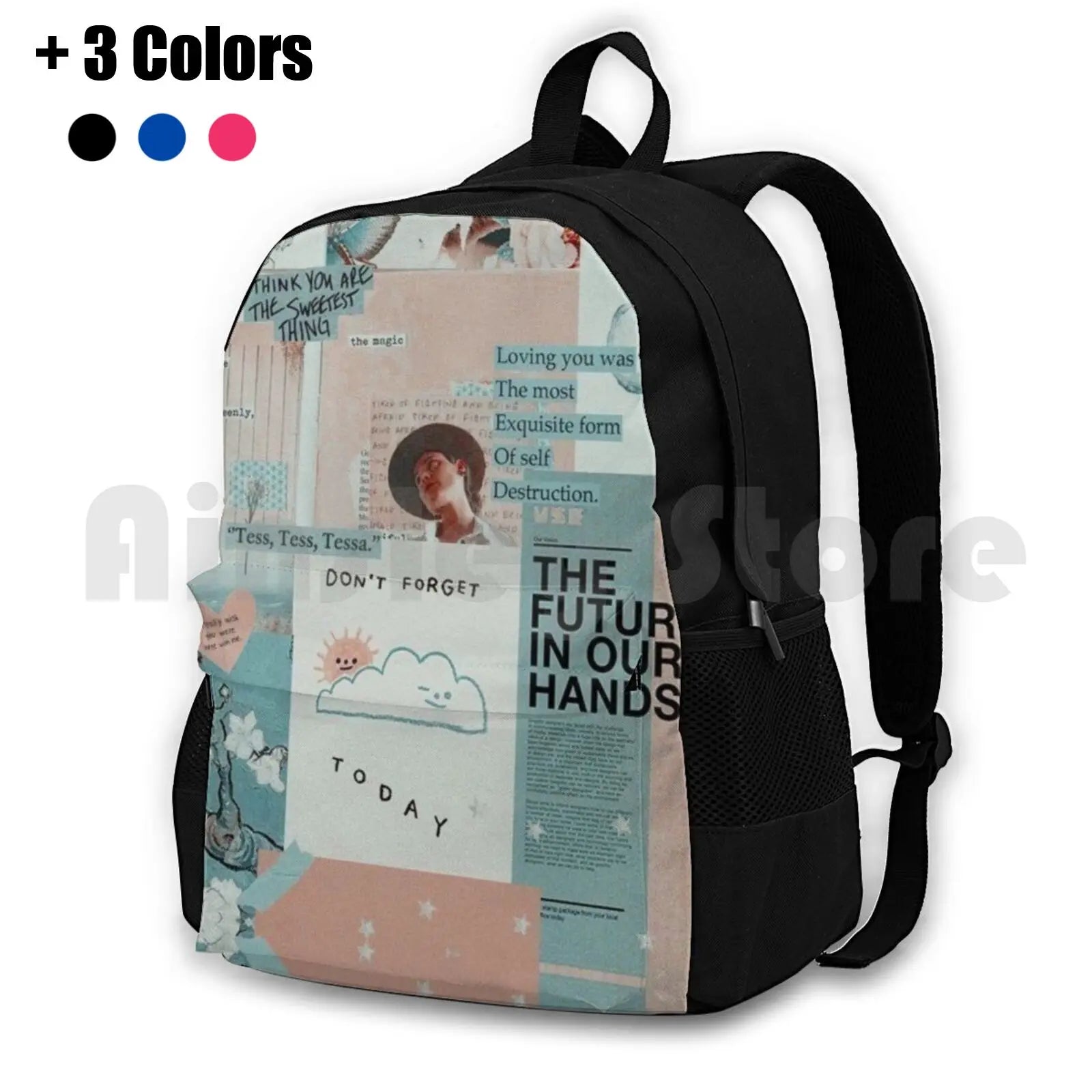 Y2K Light Pink Outdoor Hiking Backpack Waterproof Camping Travel