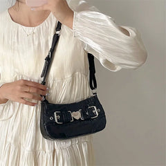 Y2k Girls Retro Love Shoulder Bag Patent Leather Ladies Small Messenger Bags Cro