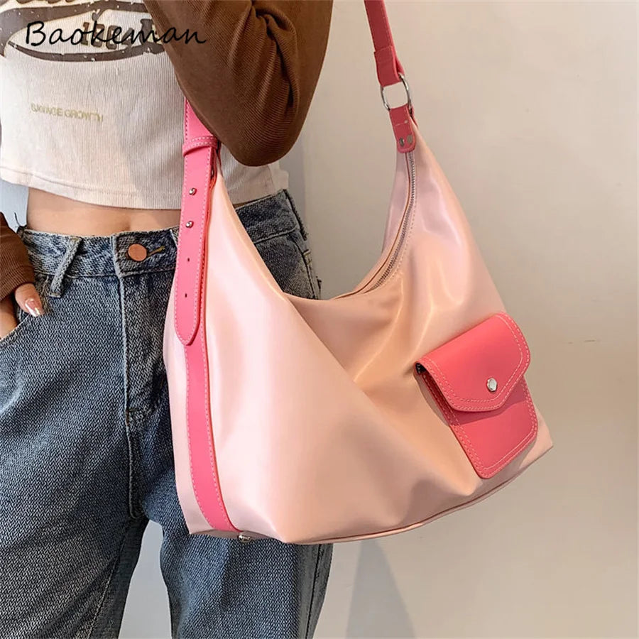 Y2k Retro Leather Tote Handbag Women Casual Tote Shopper
