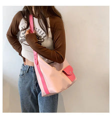 Y2k Retro Leather Tote Handbag Women Casual Tote Shopper