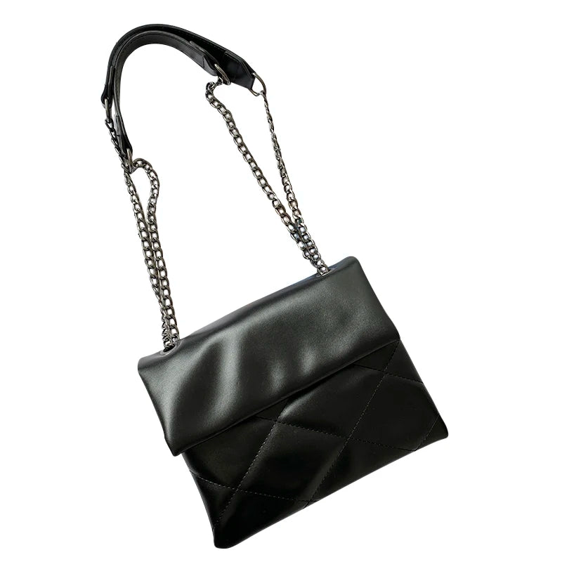 Plaid Women Shoulder Bag Chain Crossbody PU Leather Handbags Purse