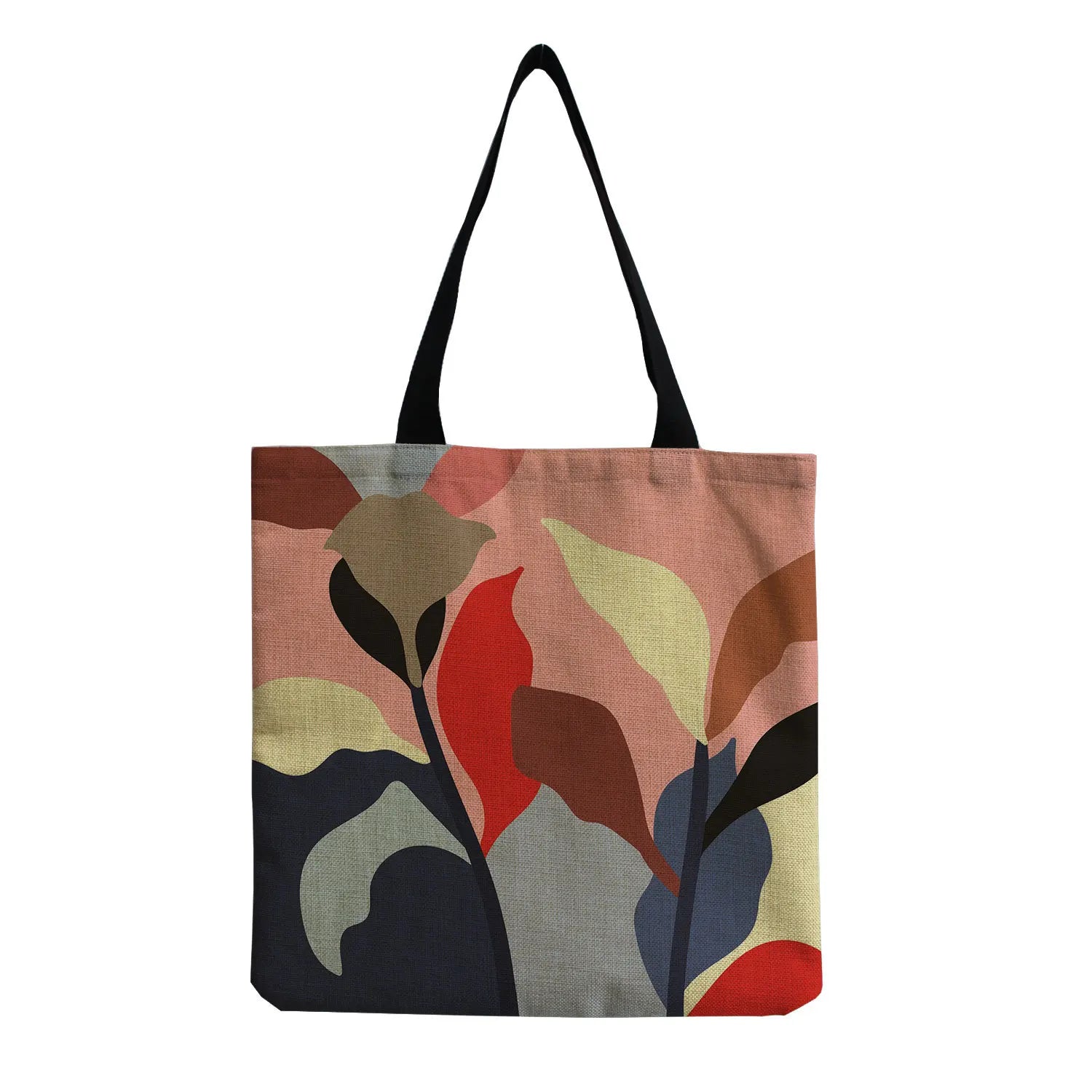 Irregular Flower Print Women Foldable Linen Shoulder Bag Eco Travel Handbag
