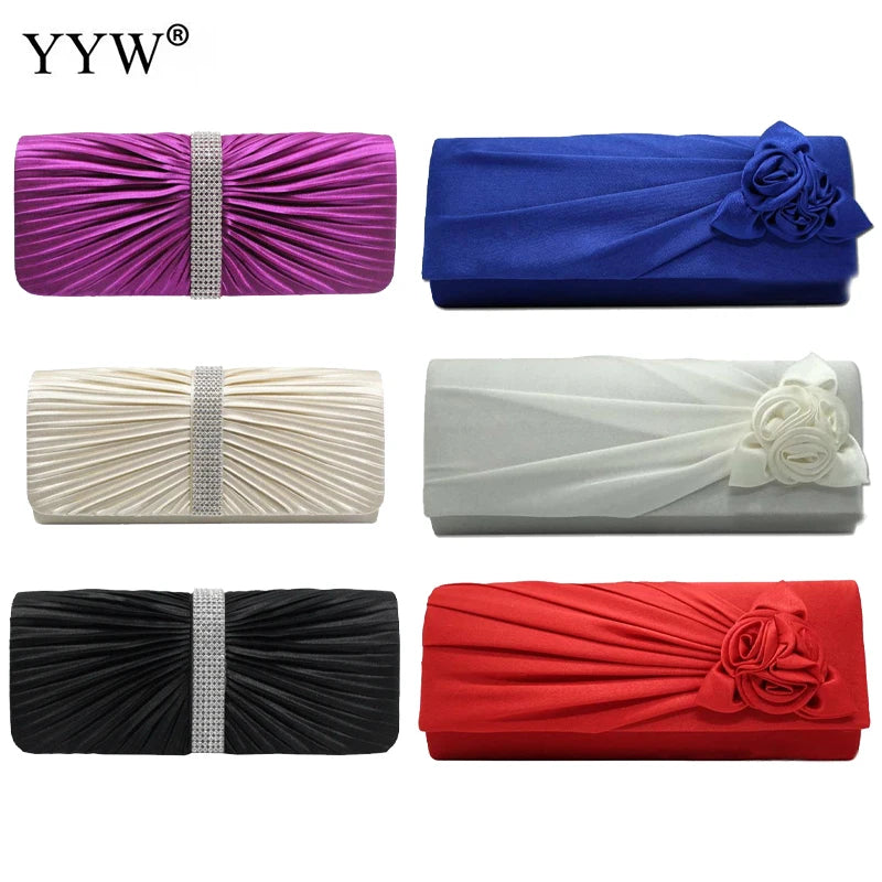 Silk Women Evening Party Bags Clutch Bag with Chain
