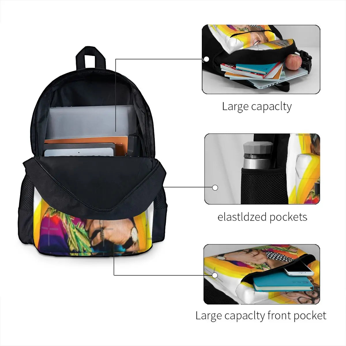 Yellow Fun 1 Backpack Men's/Women's Plain Bag Female Backpack