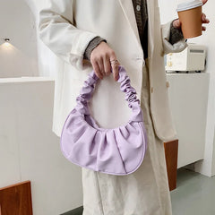 Women Retro Handbag PU Leather Shoulder Totes Vintage Folds Pack
