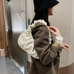 Women Retro Handbag PU Leather Shoulder Totes Vintage Folds Pack