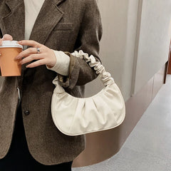 Women Retro Handbag PU Leather Shoulder Totes Vintage Folds Pack