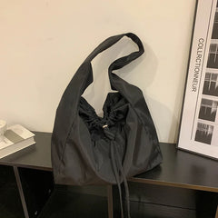Nylon Drawstring Shoulder Bag Waterproof Tote Bag